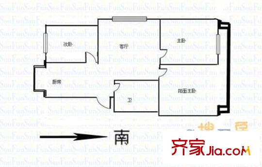 自來(lái)水公司菜園公寓 3室 戶型圖