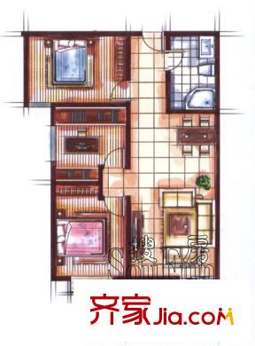 迎澤熙園B戶型三室兩廳一衛(wèi)