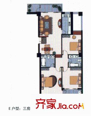 逸居時(shí)代戶型圖3室2廳2衛(wèi)