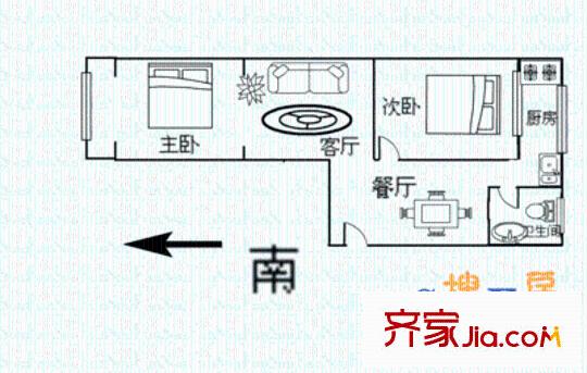 小南關(guān)工人療養(yǎng)院小區(qū) 2室 戶型圖