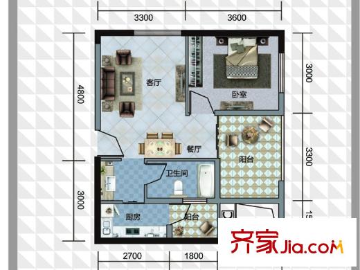 博學(xué)尚品1號樓C型21號 1室2廳1衛(wèi)1廚