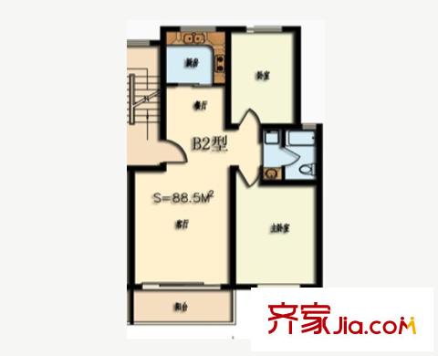 光谷潤園B2戶型 2室2廳1衛(wèi)1廚