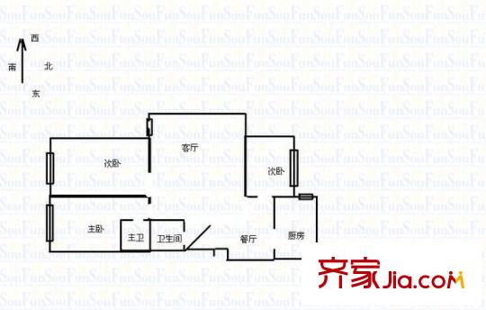 樹脂廠住宅樓 3室 戶型圖