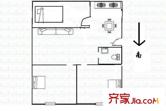 樹脂廠住宅樓 2室 戶型圖