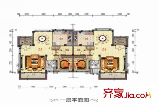 碧桂園生態(tài)城別墅疊翠臺114號樓G146戶型 1室3廳1衛(wèi)1廚