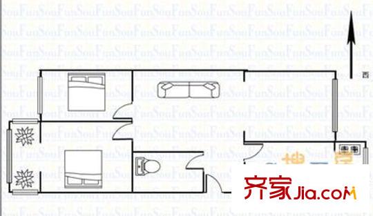 建設(shè)路電力小區(qū) 2室 戶型圖