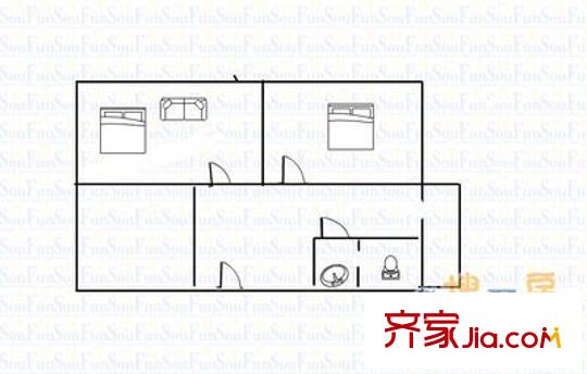 解放路防疫站宿舍 2室 戶型圖