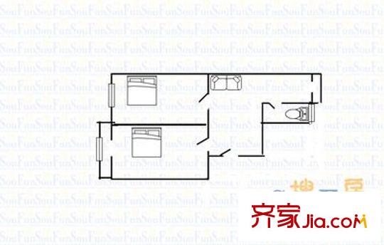 解放路防疫站宿舍 2室 戶型圖