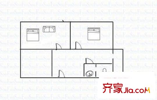解放路防疫站宿舍 2室 戶型圖