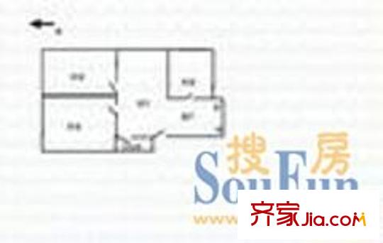 國師街一校對面房地局宿舍 2室 戶型圖
