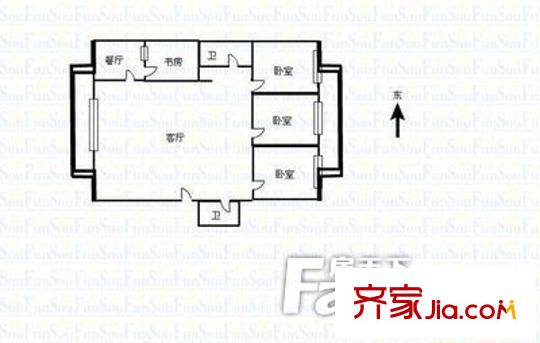  太原 儲(chǔ)備局宿舍 戶型圖3室2廳1廚1衛(wèi)