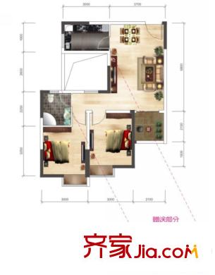 光谷自由城1、2、3、4號(hào)樓B戶型（售完） 3室2廳1衛(wèi)1廚