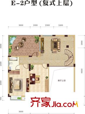 中建龍城E2戶型（復(fù)式上層）（售完） 4室3廳3衛(wèi)1廚