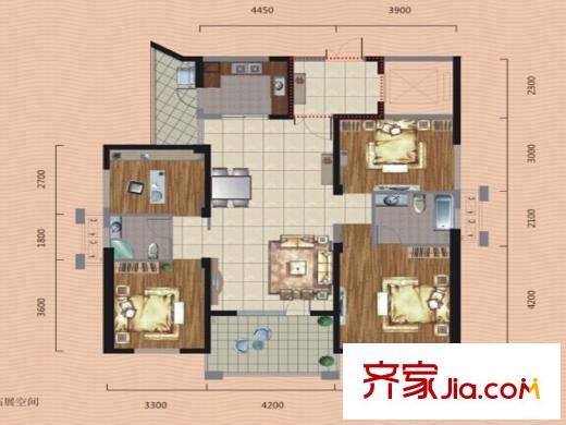 龍陽1號12號樓C2戶型 4室2廳2衛(wèi)1廚