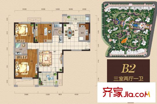 龍陽1號17號樓B2戶型 3室2廳2衛(wèi)1廚
