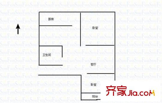 省建二公司宿舍 2室 戶型圖
