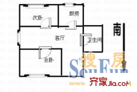 食品公司宿舍 2室 戶(hù)型圖