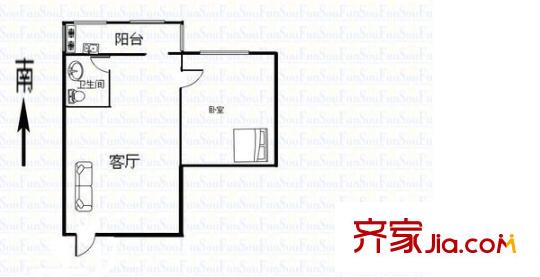 煤廠小區(qū) 1室 戶型圖