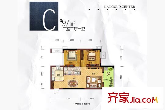 南國(guó)中心A座B座C戶型 2室2廳1衛(wèi)1廚