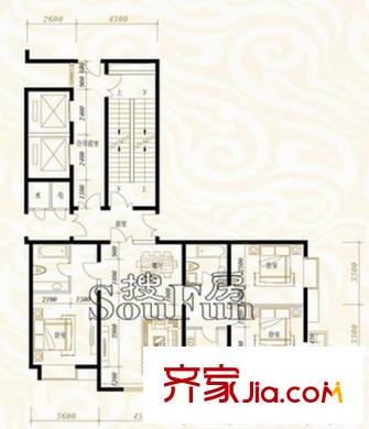 鴻平方米龍?zhí)豆^戶型圖綠濤C-3三室兩廳兩衛(wèi)（28-33F）127.75 3室2廳2衛(wèi)1廚