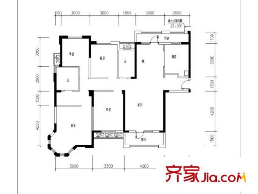 華潤置地橡樹灣C1號樓樓160平方米戶型 4室2廳2衛(wèi)1廚