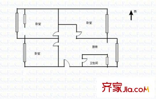 果品公司宿舍 2室 戶型圖