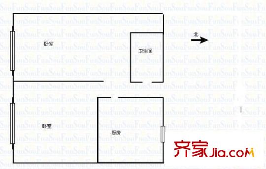 果品公司宿舍 1室 戶型圖