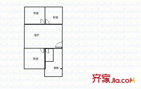 東城巷鐵路宿舍 2室 戶型圖
