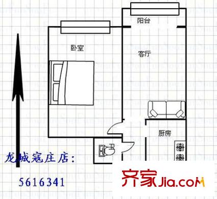 電子工業(yè)科學(xué)研究院宿舍 1室 戶型圖