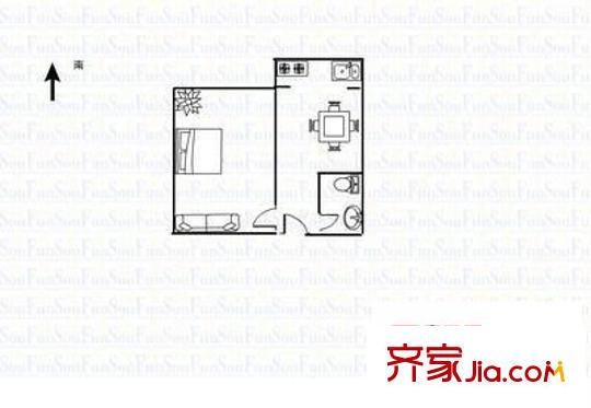 成成中學(xué)教職工宿舍 1室 戶型圖