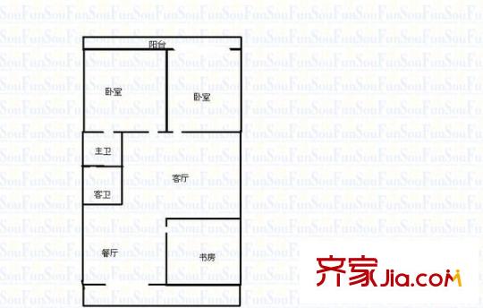 北空干休所 3室 戶型圖