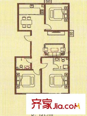 裕豐惠澤園戶型圖D戶型 3室1廳2衛(wèi)1廚