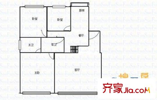 宜佳公寓 3室 戶型圖