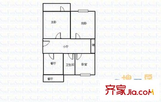 王村北街開(kāi)關(guān)廠宿舍 3室 戶型圖