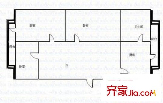 王村北街開(kāi)關(guān)廠宿舍 3室 戶型圖