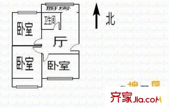 王村北街開(kāi)關(guān)廠宿舍 3室 戶型圖