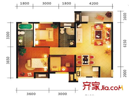 翰林雅居二期璽園a5、a5a戶型 3室2廳2衛(wèi)1廚