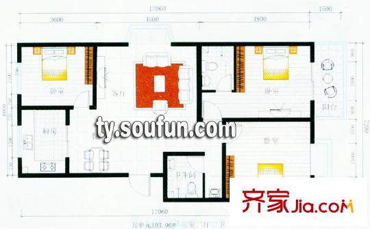 龍城半島戶型圖五單元戶型 3室2廳2衛(wèi)