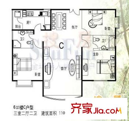 國瑞苑 3室 戶型圖