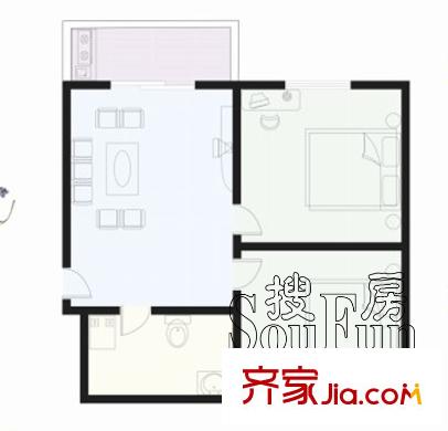 富地花園戶型圖 戶型圖c 2室1廳1衛(wèi)1廚
