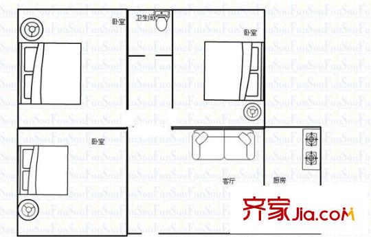 云水假日小區(qū) 3室 戶型圖