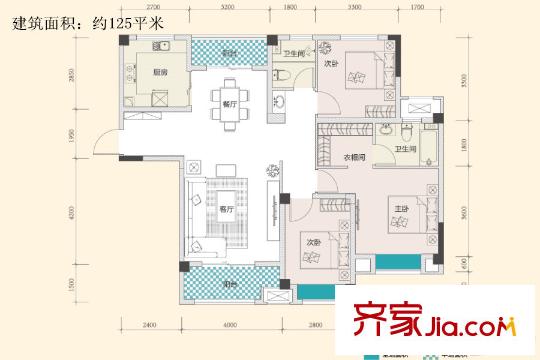 F、綠島1、2、3、5、7、9、12、15號樓C3戶型 3室2廳2衛(wèi)1廚