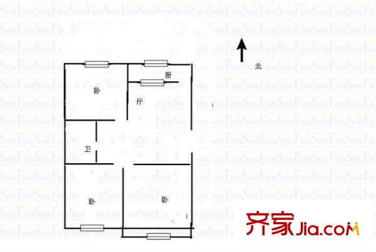 五一路工商銀行宿舍 2室 戶型圖