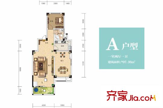 聯(lián)投梧桐郡A戶型 1室2廳1衛(wèi)1廚
