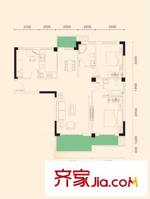 學(xué)府麗城3號樓d戶型 3室2廳2衛(wèi)1廚