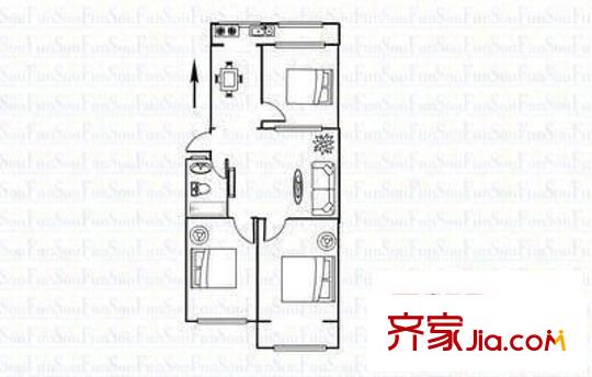 國師街能源宿舍戶型圖國師街能源小區(qū) 3室 戶型圖 3室2廳1衛(wèi)1廚