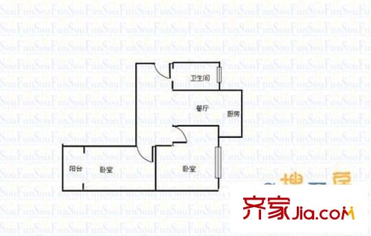 北機(jī)宿舍 2室 戶(hù)型圖