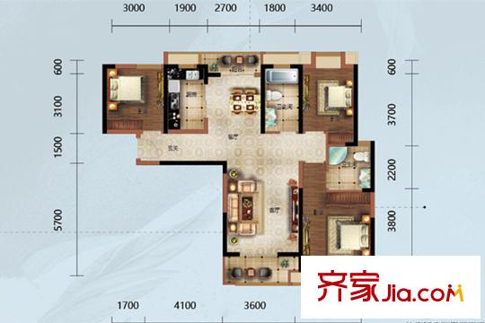 金島御平方米世家?躍境建筑面積112平方米 三房兩廳一衛(wèi) 3室2廳1衛(wèi)1廚
