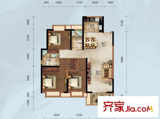 金島御平方米世家?躍境建筑面積118平方米 三房兩廳兩衛(wèi) 3室2廳2衛(wèi)1廚