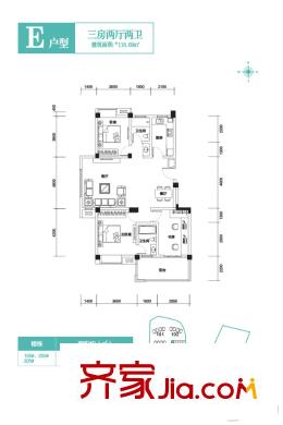 萬(wàn)博玖瓏灣105#、202#、205#E戶型 3室2廳2衛(wèi)